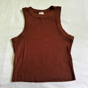 Cotton On Ribbed High Neck Tank Chocolate Brown Women's Size Large